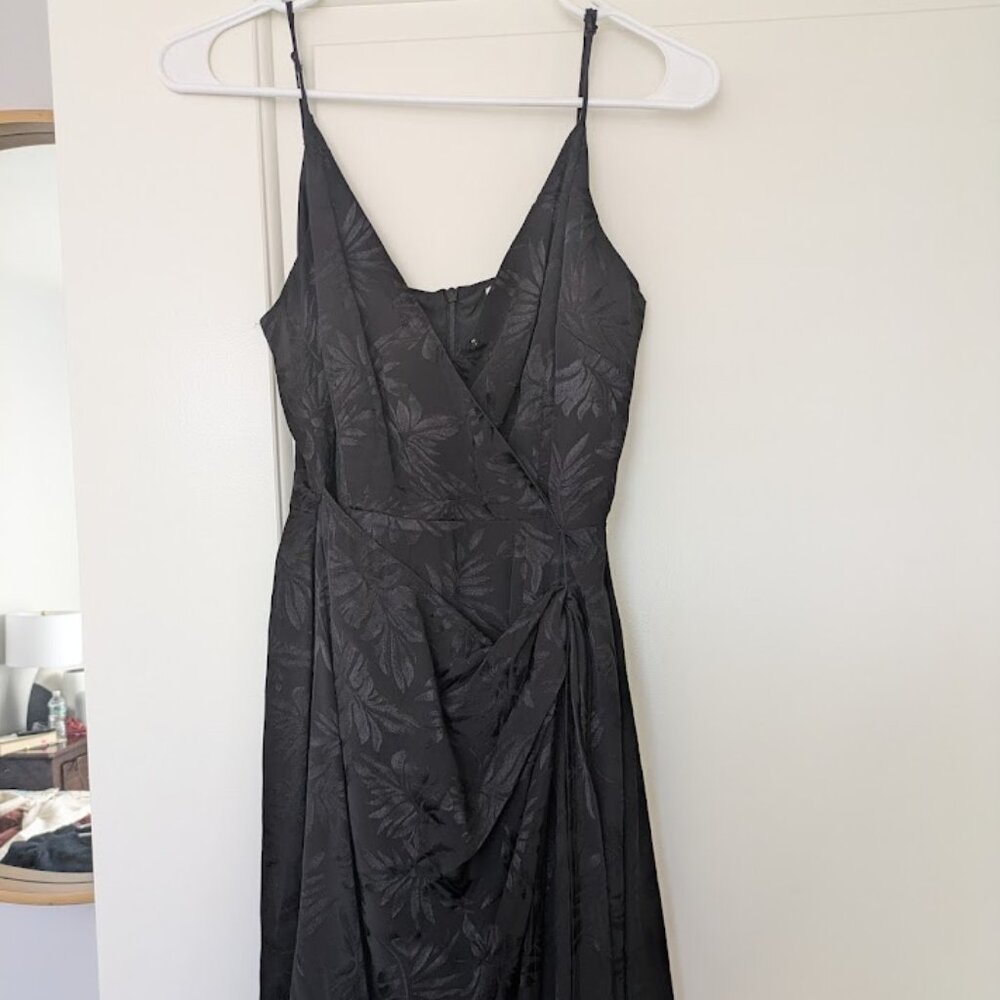 Steve Madden womens black jacquard wrap dress elegant midi size 2